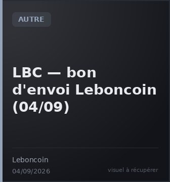 LBC — bon d'envoi Leboncoin (04/09)