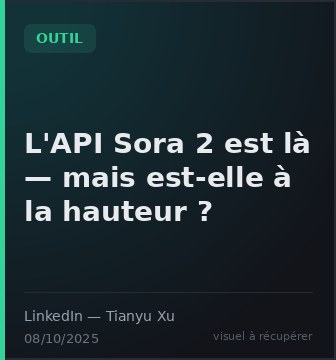 L'API Sora 2 est là — mais est-elle à la hauteur ?