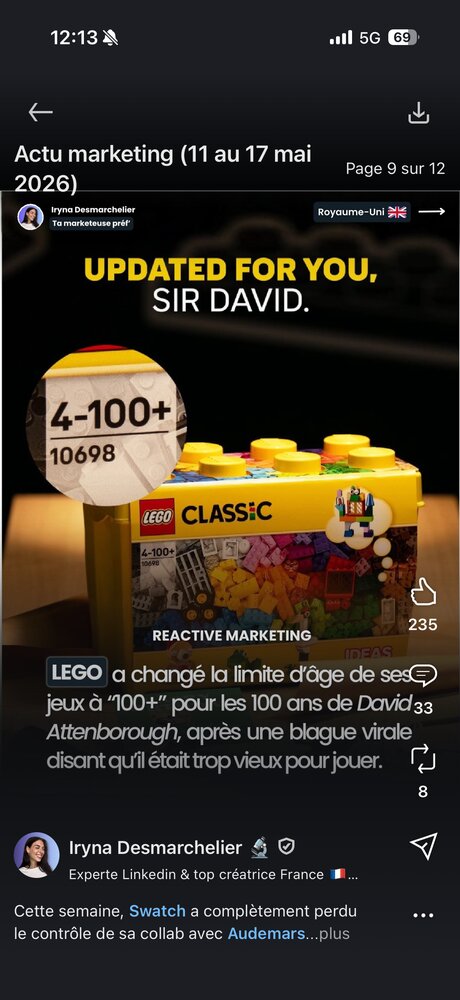 LEGO — limite d'âge « 100+ » suite à la blague Attenborough