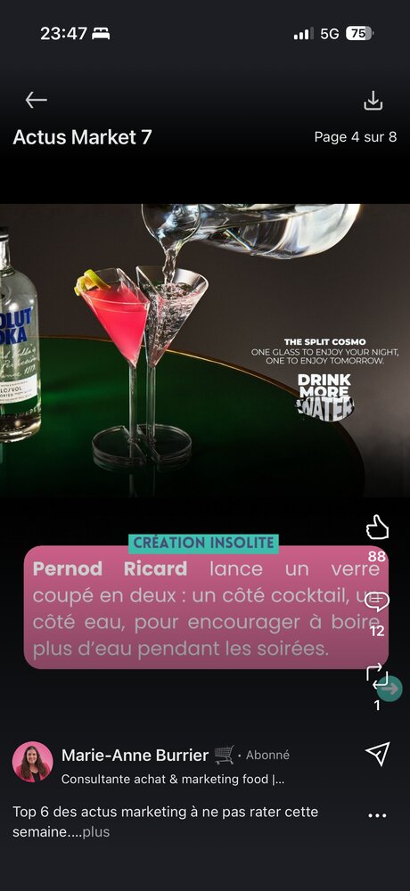 Pernod Ricard — verre coupé cocktail/eau