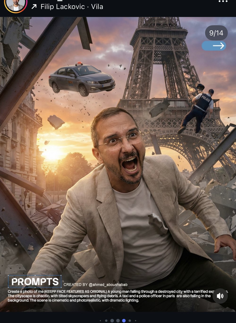 Portrait façon gangster 1920s et scène d'action catastrophe — prompts affichés 2