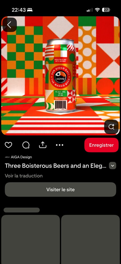 Canette craft beer San Diego Daily Mango Beer sur fond patchwork coloré