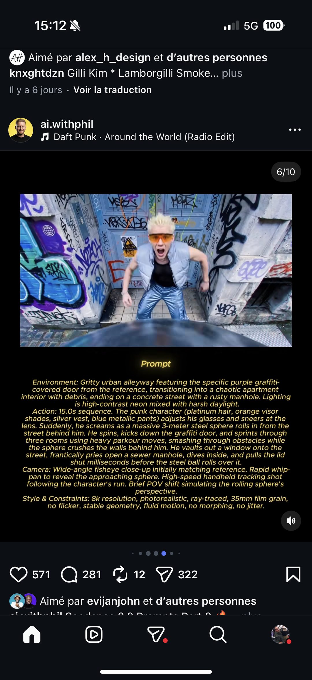 Poursuite façon jeu vidéo — personnage punk cheveux platine, visière orange, sphère d’acier géante qui détruit tout