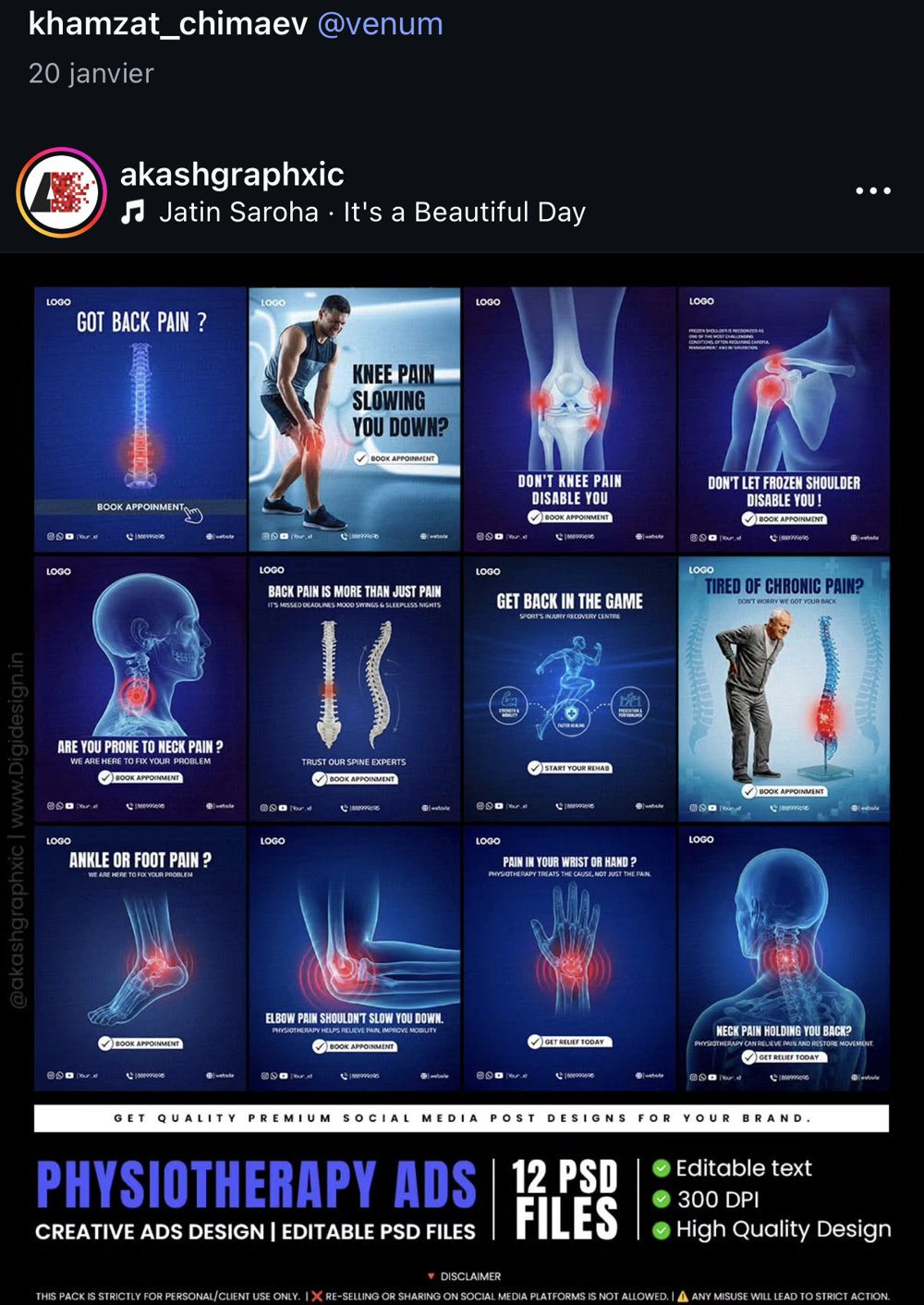 Pack de templates PSD publicites physiotherapie