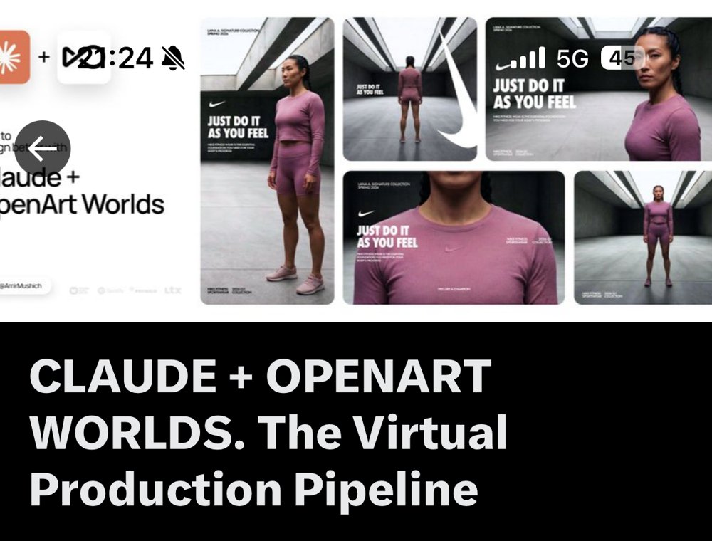 AmirMušić — « Claude + OpenArt Worlds », pipeline de production virtuelle