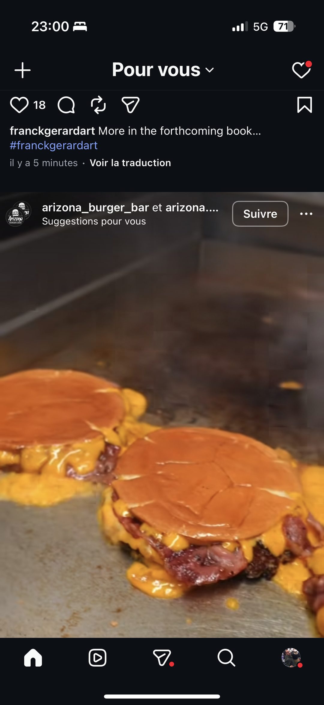 Repost Arizona Burger Bar — double smash burger refermé sur plancha
