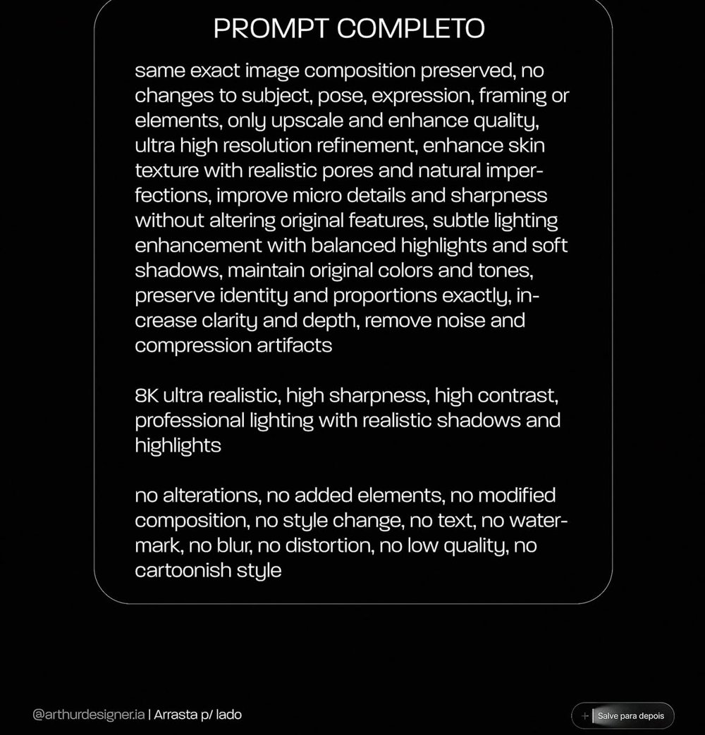 Prompt IA arthurdesigner.ia — restauration & upscale photo sans altération
