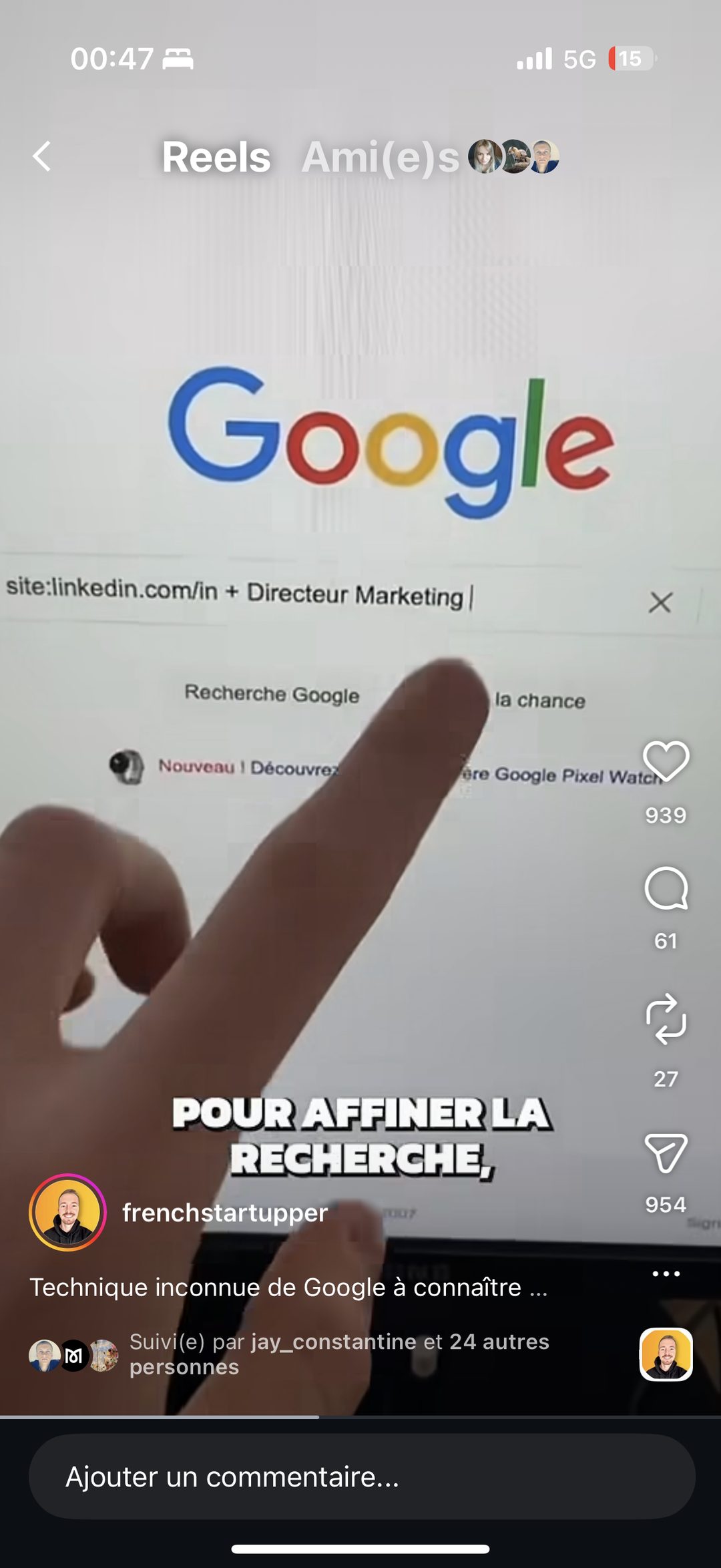 Astuce Google pour affiner la recherche de profils LinkedIn par poste
