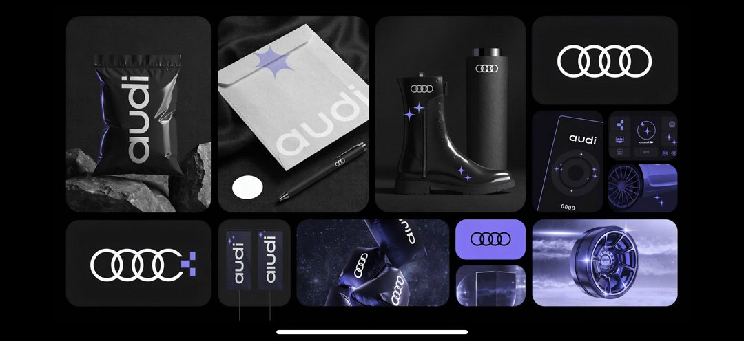 Moodboard identité visuelle Audi noir & violet
