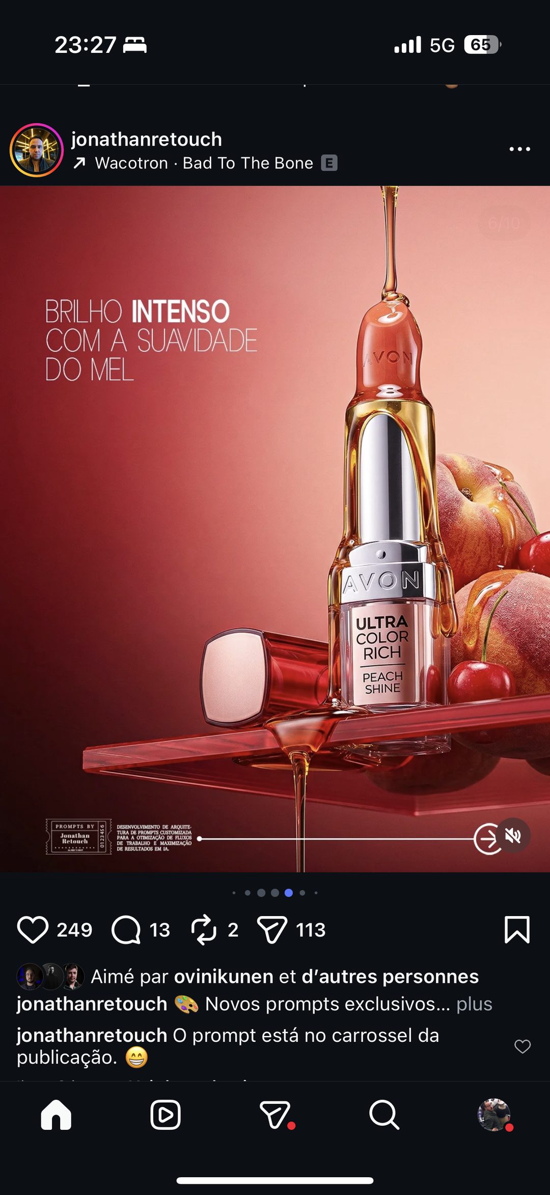 Rouge à lèvres Avon Ultra Color Rich Peach Shine - visuel miel et pêche
