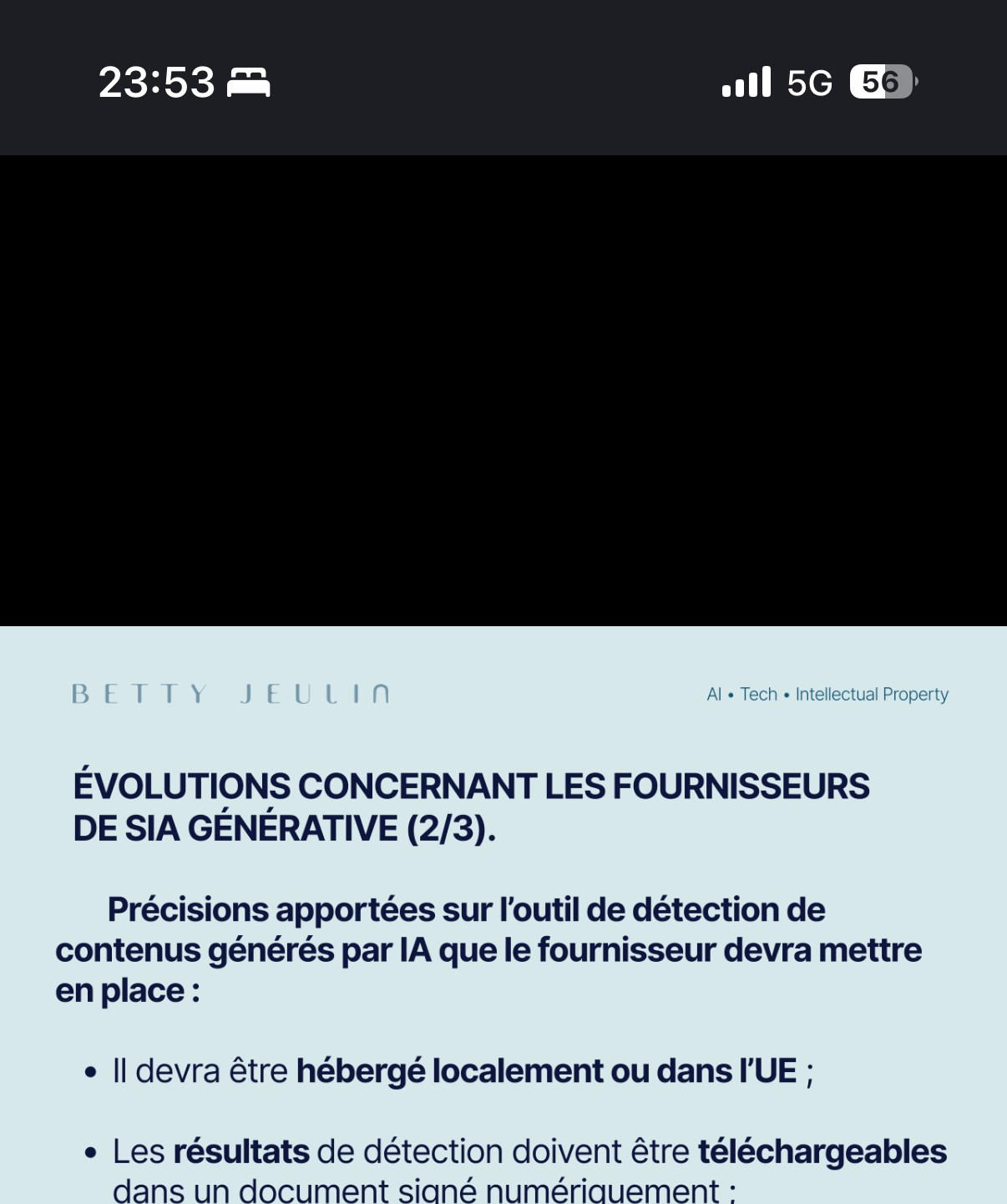 « Évolutions concernant les fournisseurs de SIA générative (2/3) » — outil de détection hébergé dans l'UE, résultats téléchargeables signés numériquement