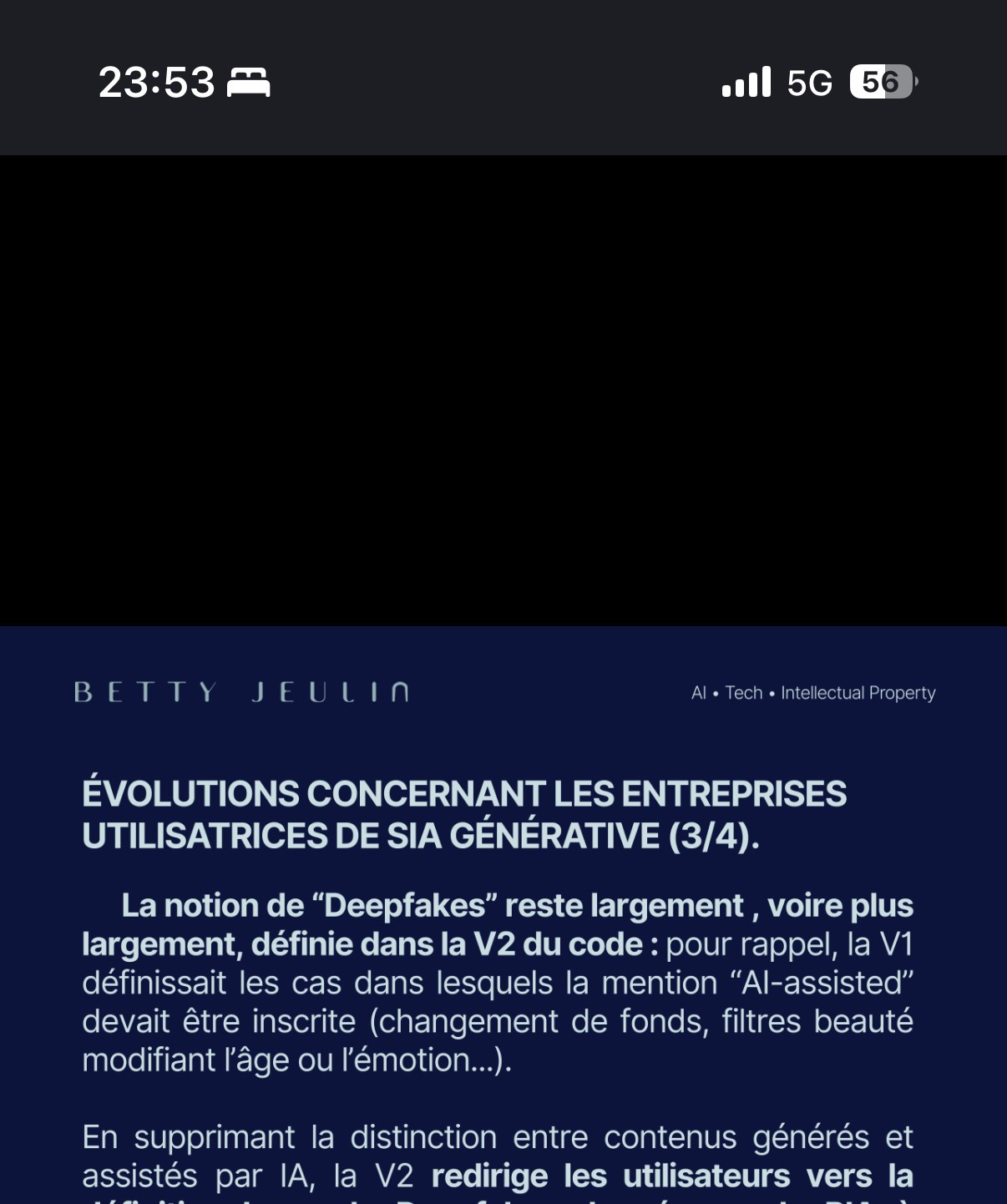 « Évolutions concernant les entreprises utilisatrices de SIA générative (3/4) » — la notion de « Deepfakes » redéfinie plus largement dans la V2