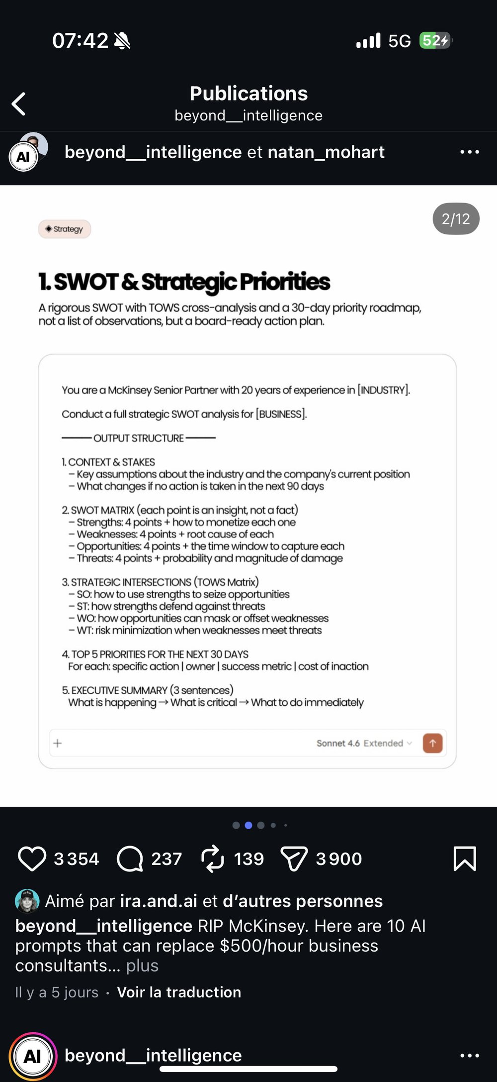 10 prompts business remplacer consultants McKinsey