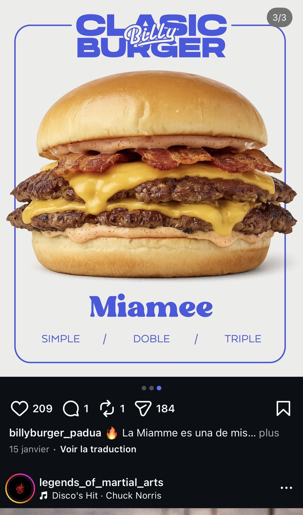 Billy Burger poster produit packshot cadre bleu