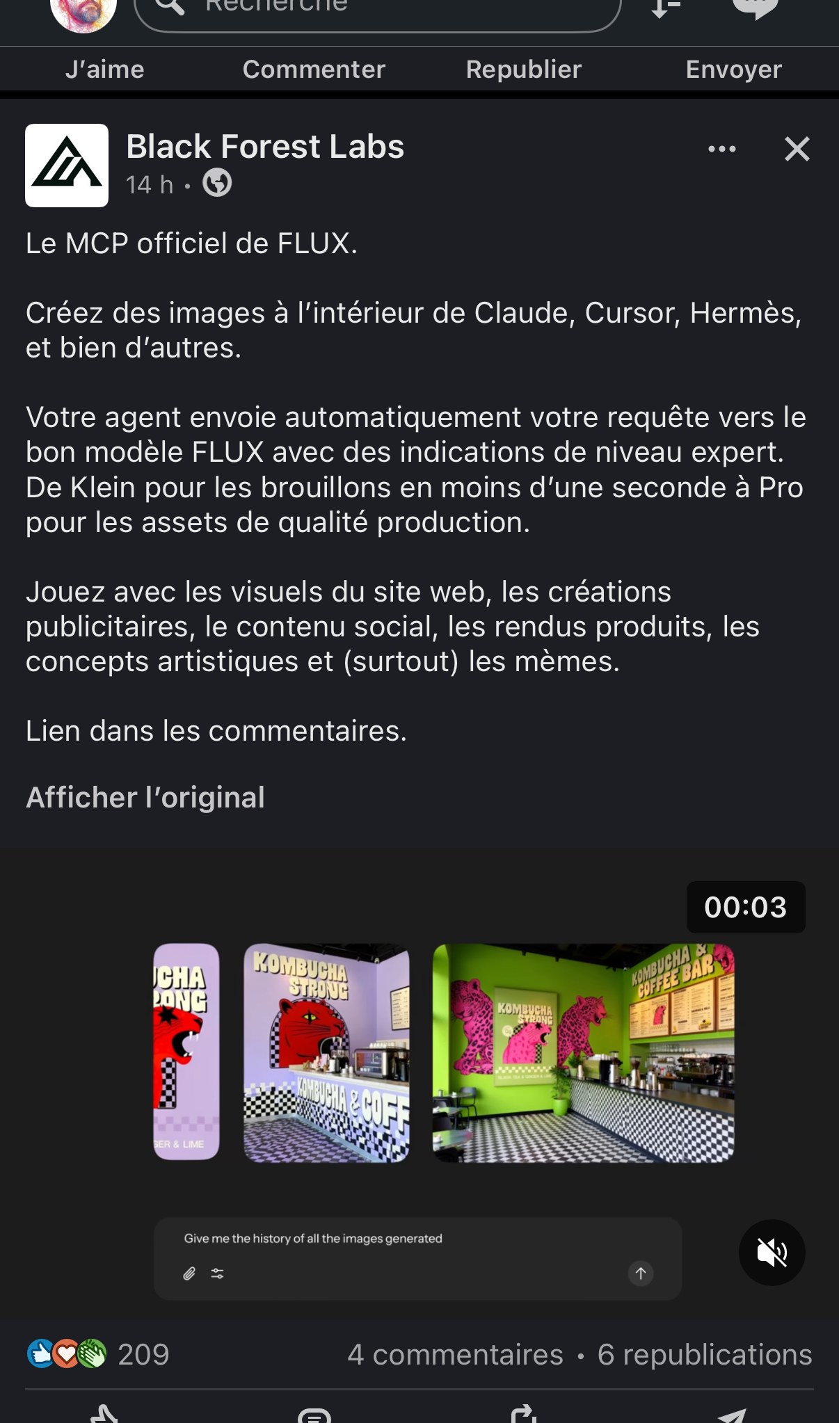 Annonce officielle Black Forest Labs — serveur MCP FLUX pour connecter la génération d'image aux agents IA