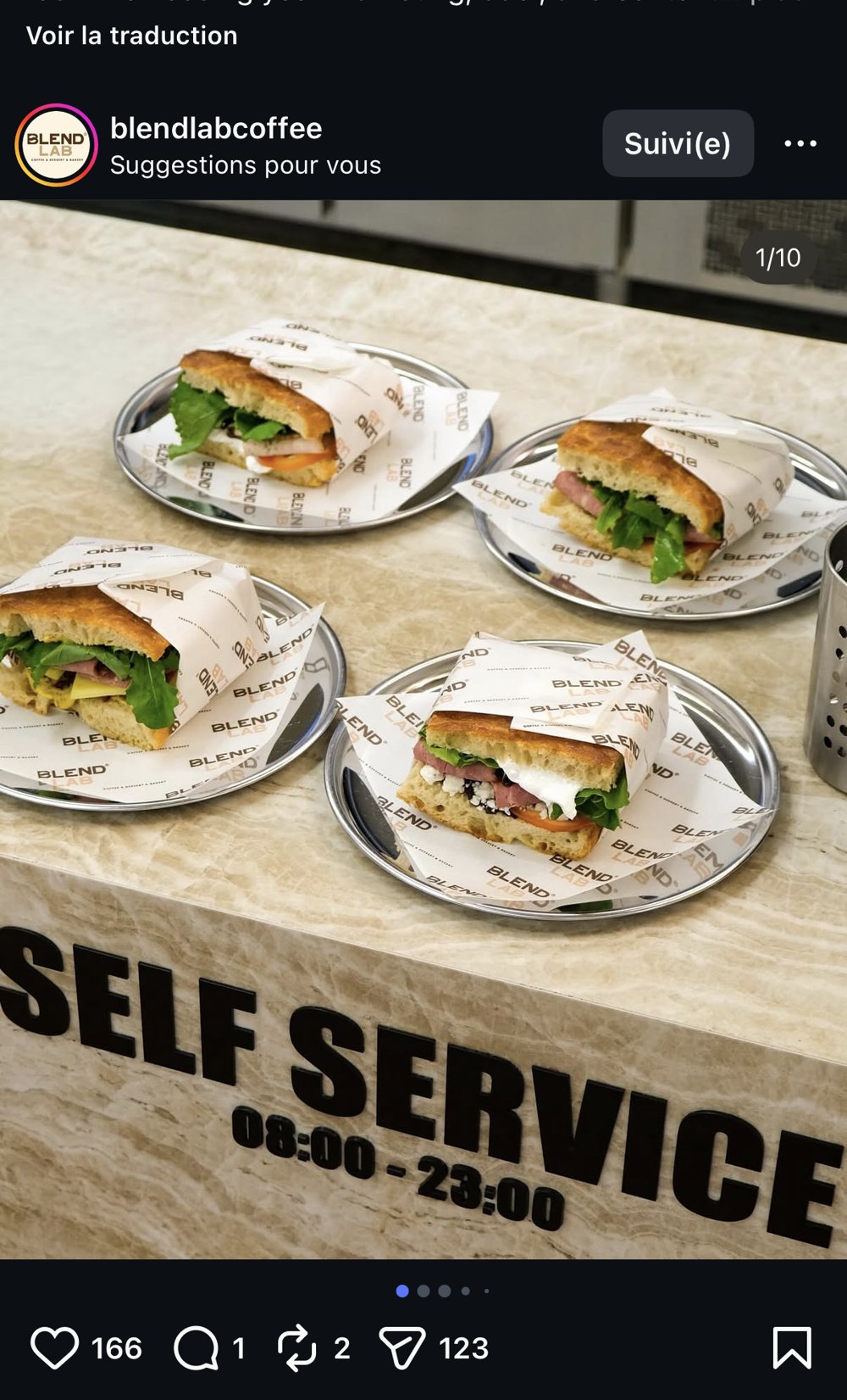 Blend Lab Coffee comptoir self service sandwichs emballes