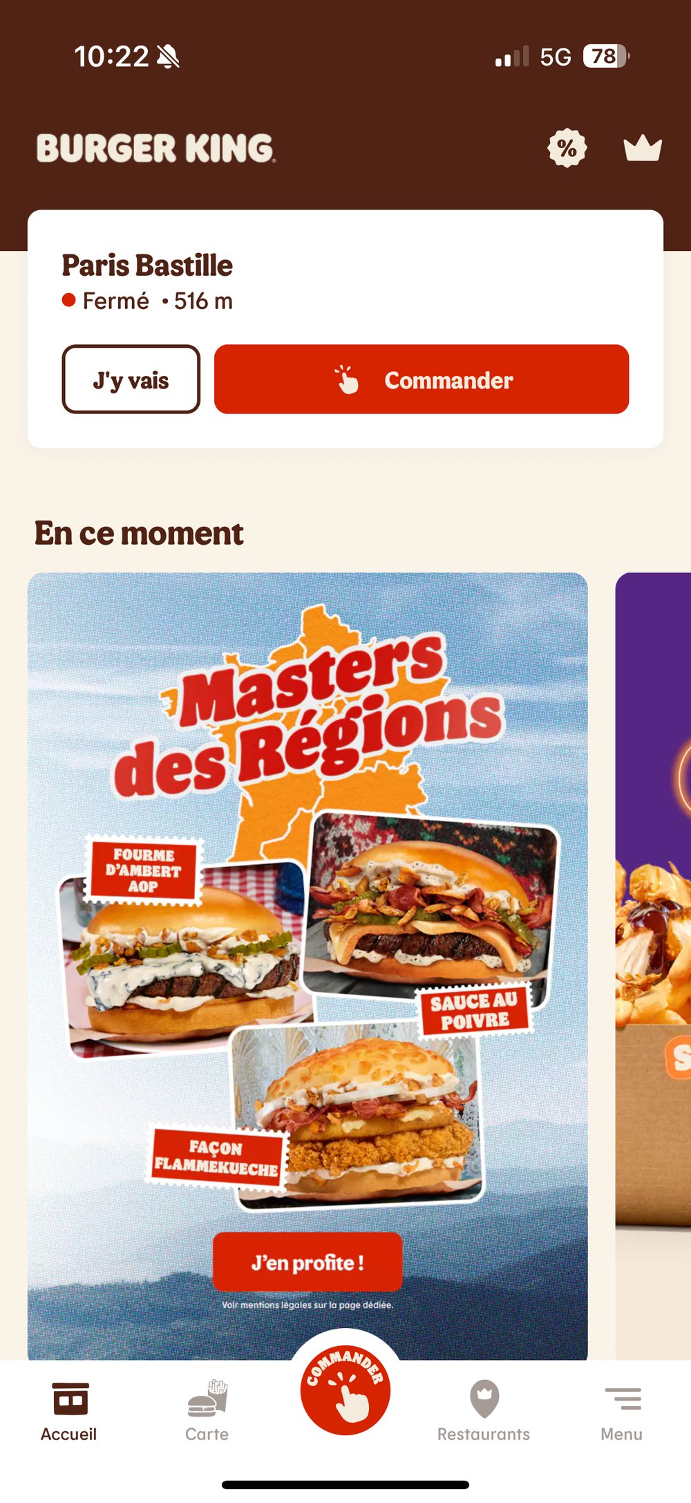 App Burger King Masters des Regions BK Crousty