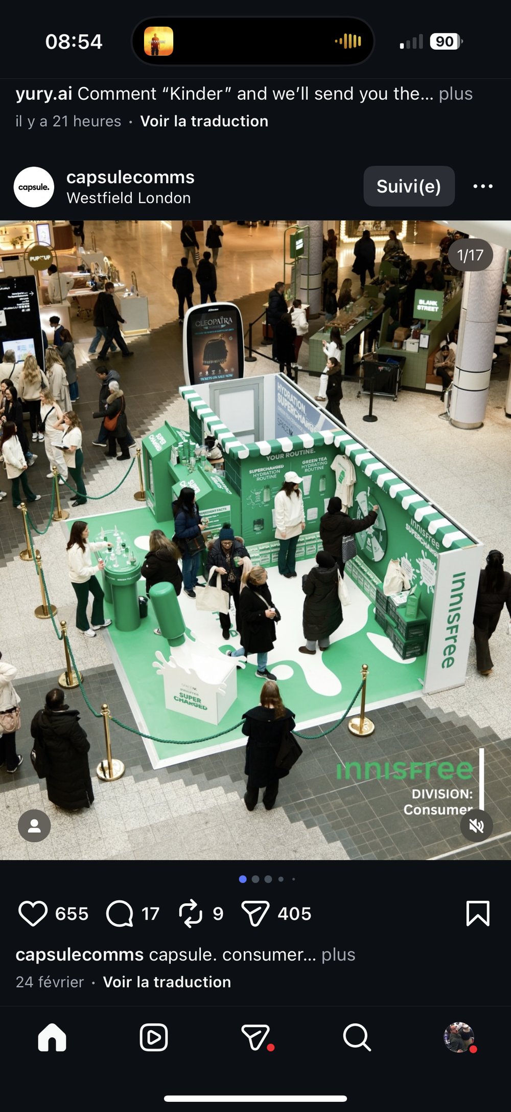 Pop up Innisfree Westfield London stand vert