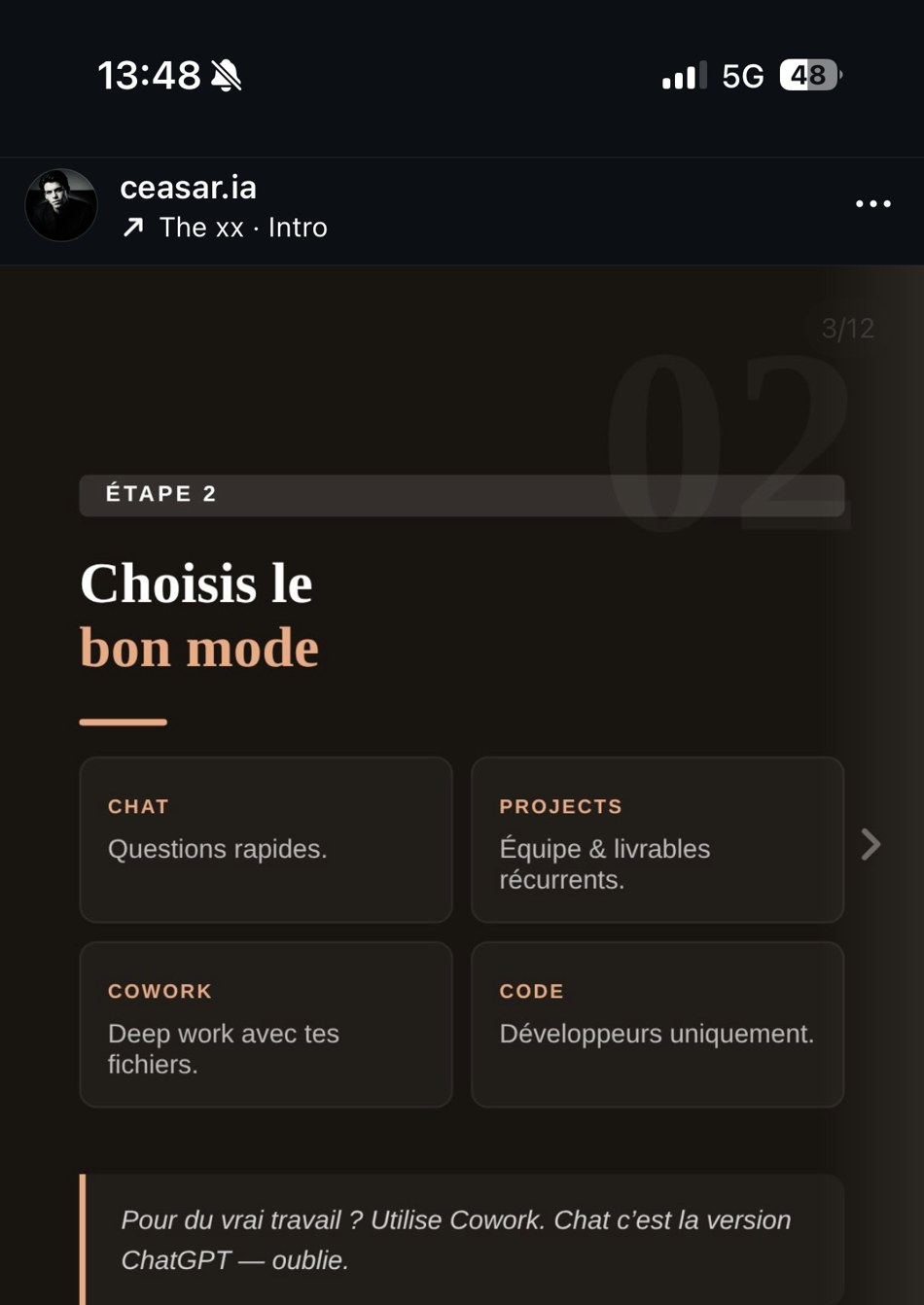 ceasar.ia — Étape 2 « Choisis le bon mode »