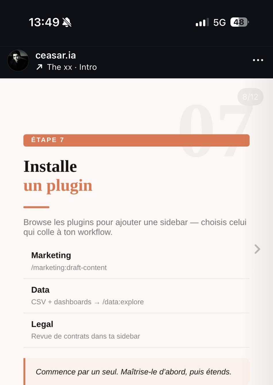 ceasar.ia — Étape 7 « Installe un plugin »