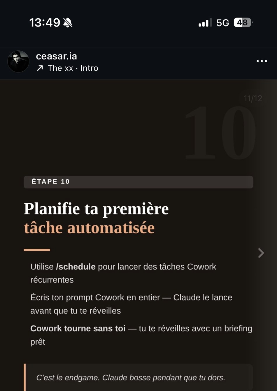 ceasar.ia — Étape 10 « Mets en place une tâche automatisée »