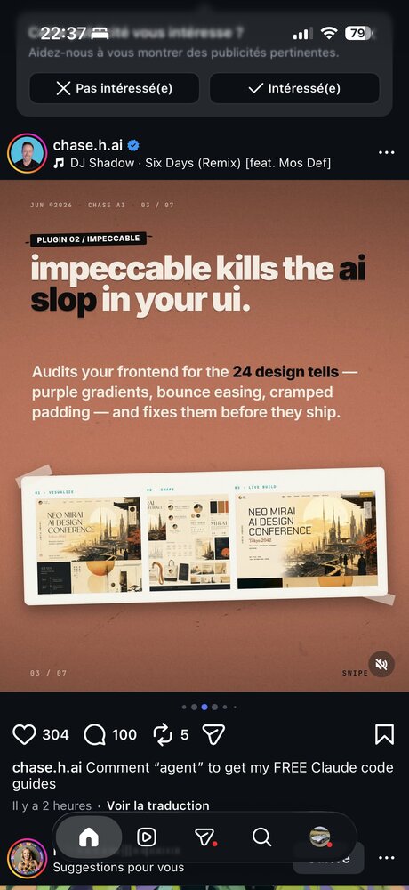 chase.h.ai — Plugin 02 « Impeccable », audit frontend anti design IA