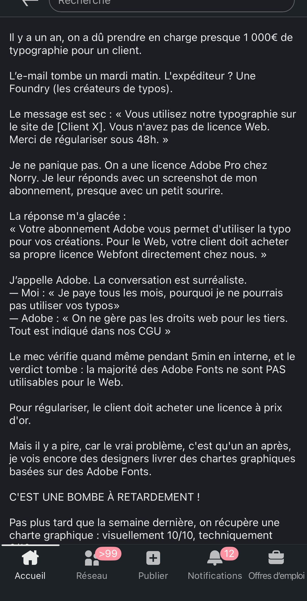 Suite du post — détail des risques de licence
