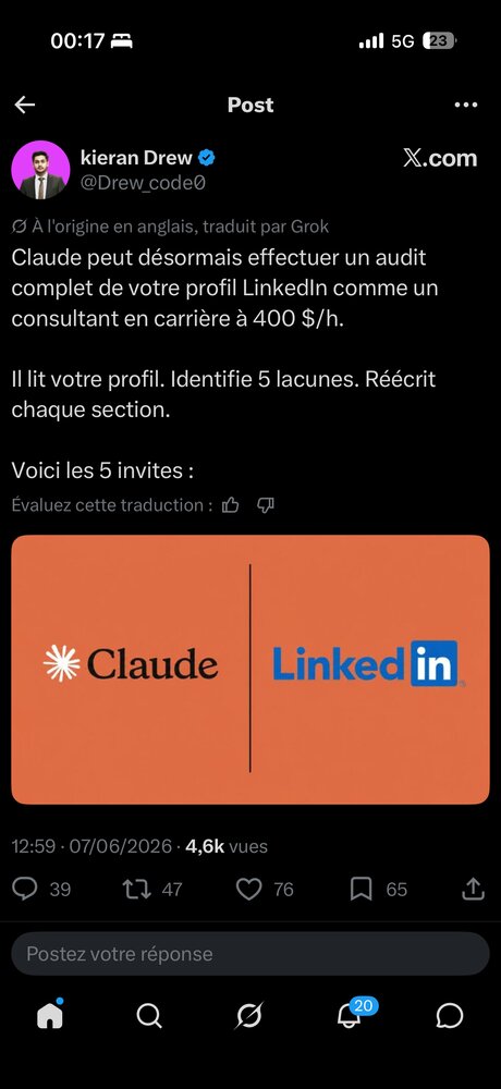 Prompt audit de profil LinkedIn (Kieran Drew)
