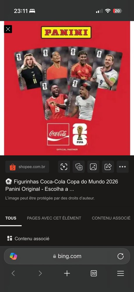 Coca-Cola × Panini — figurines collector Coupe du Monde 2026 (Shopee)