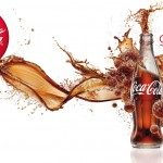 Publicite Coca-Cola bouteille splash liquide