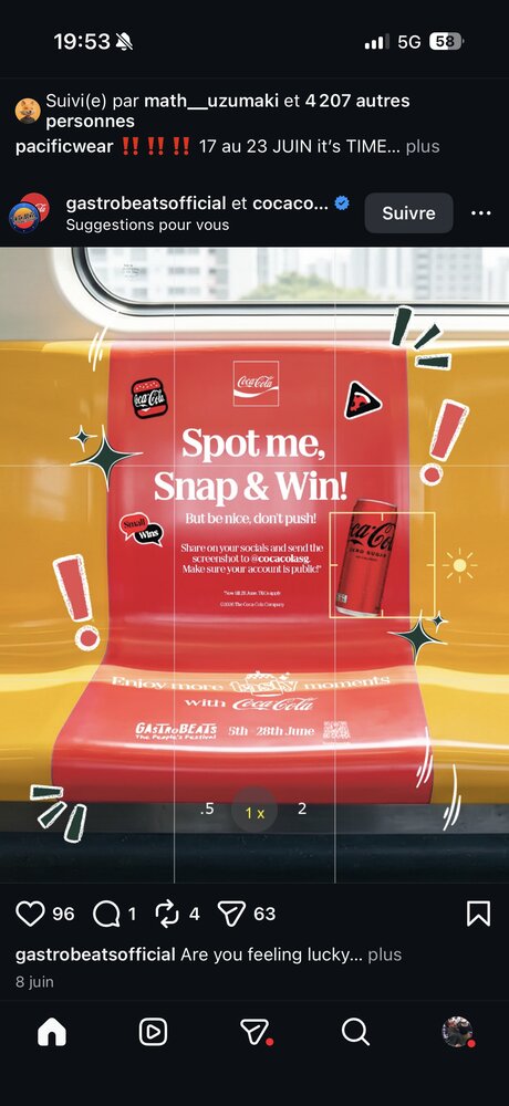 Habillage de siège de métro Coca-Cola avec call-to-action 