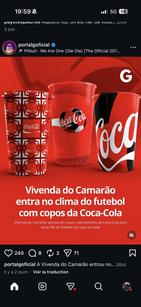 Trois designs de gobelets Coca-Cola collector pour Vivenda do Camarão