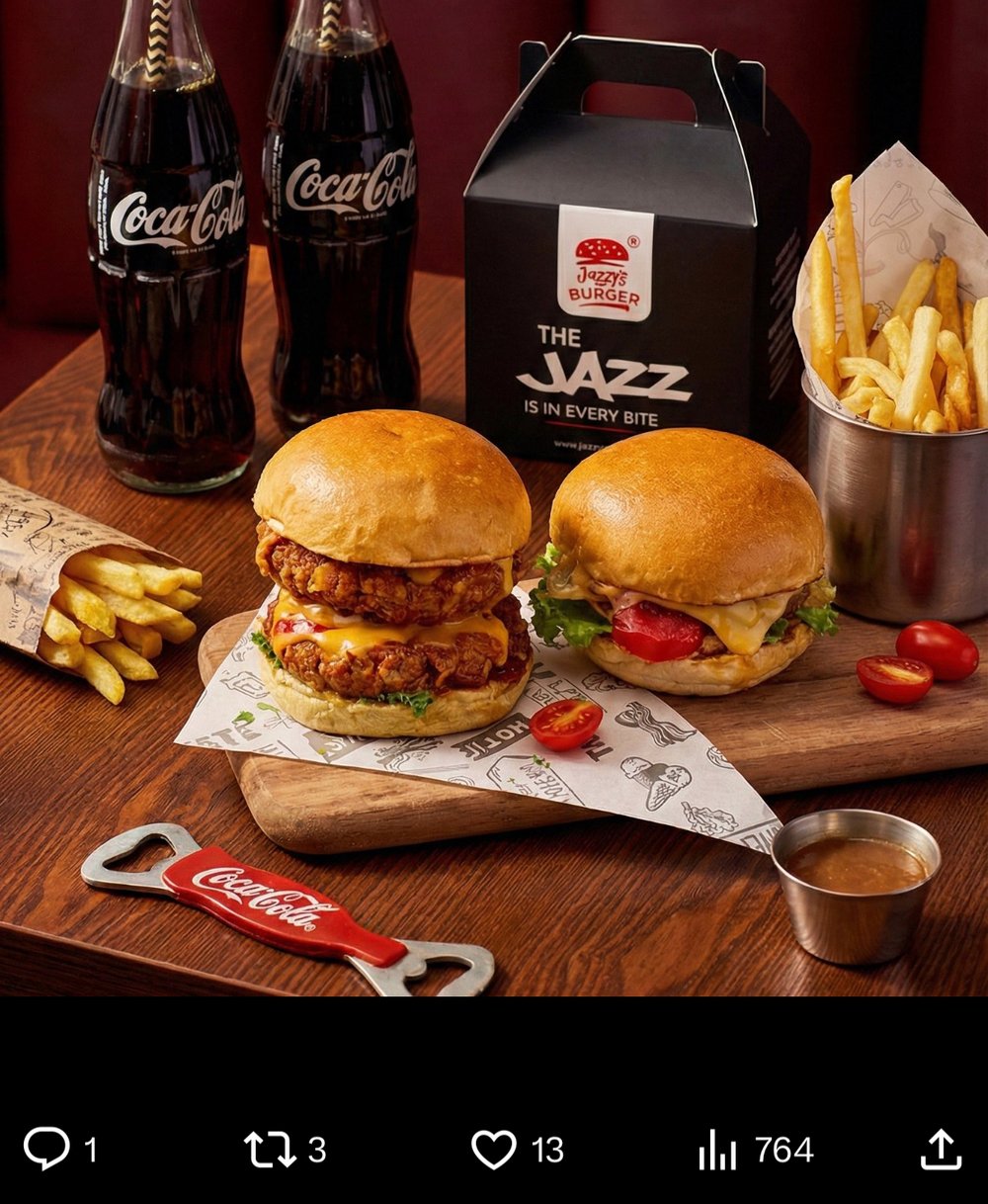 Packshot studio burger meal bouteilles coca vintage montre glace