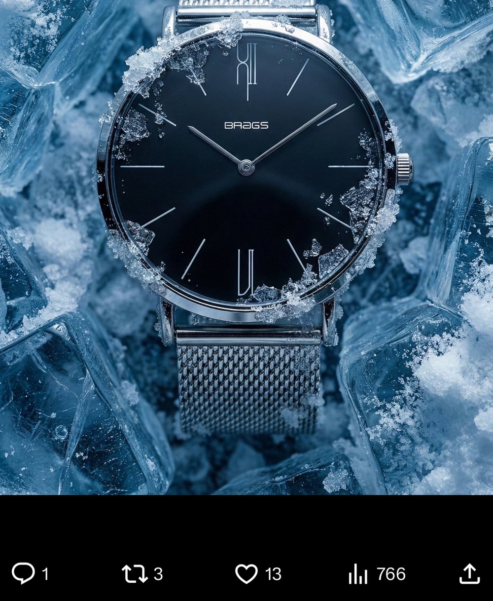 Montre sur glace packshot