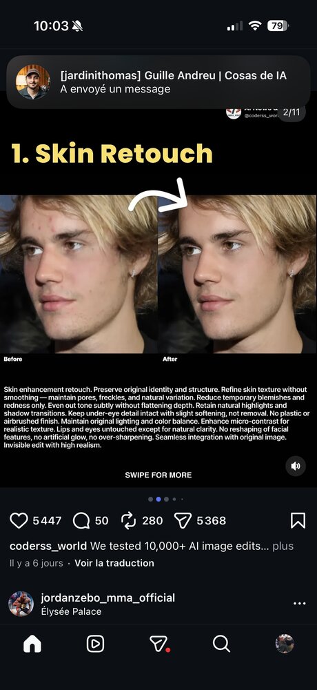 1. Skin Retouch — before/after, grain de peau préservé