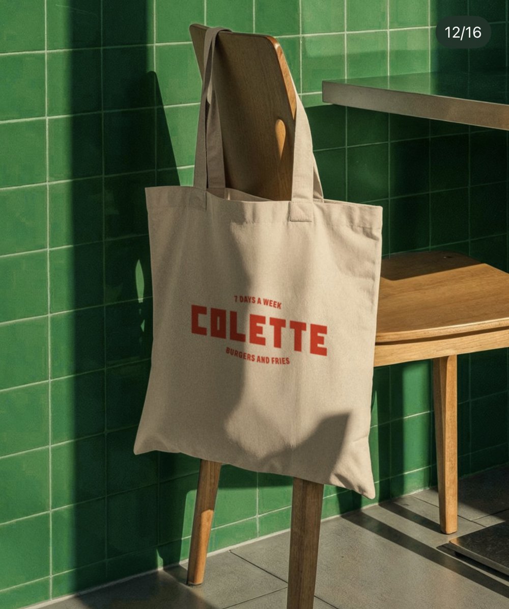 Tote bag en toile « COLETTE — 7 days a week — Burgers and fries » (Lot 25)