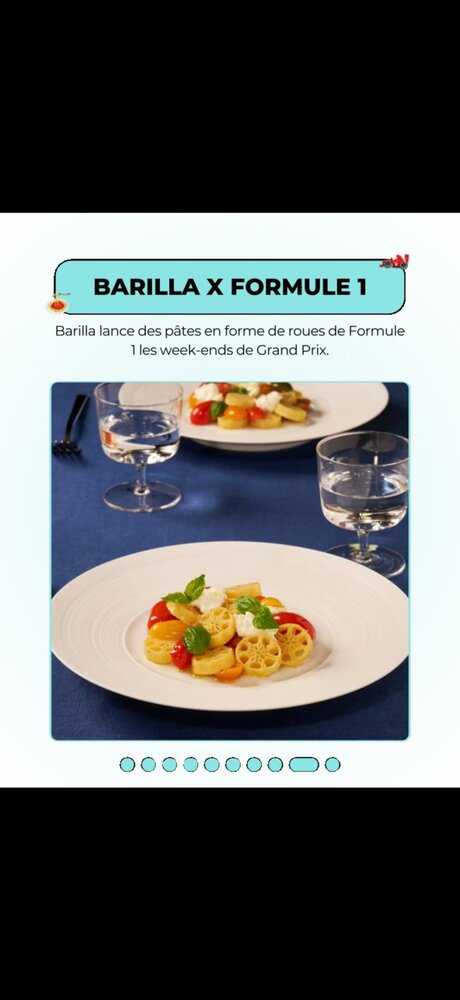 Barilla x Formule 1 — pâtes en forme de roues