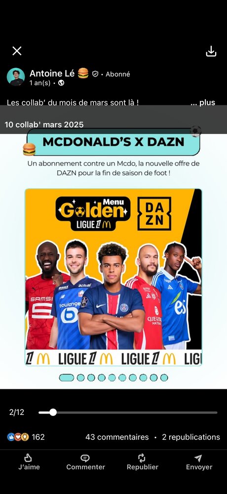 McDonald's x DAZN — abonnement Ligue 1 offert, Golden Menu