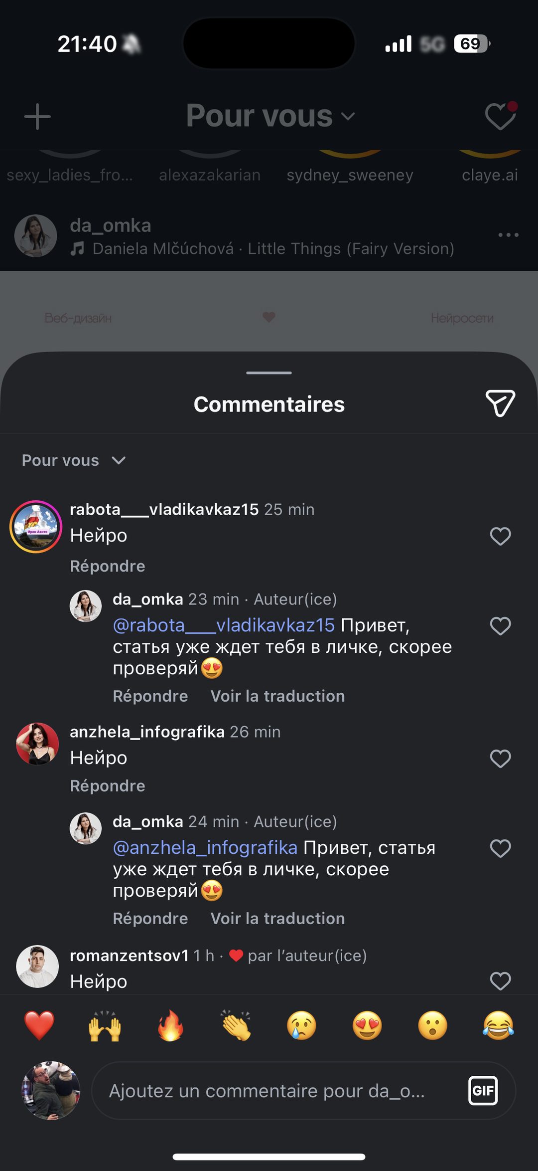 Capture commentaires Instagram sur du contenu IA (compte da_omka)