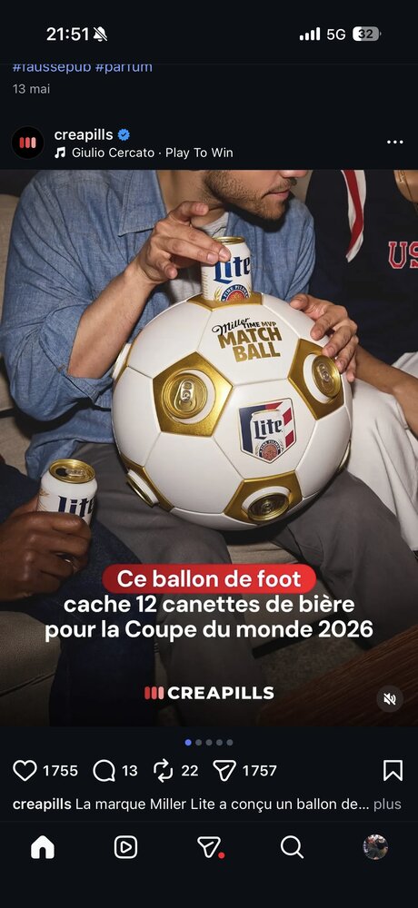 Miller Lite conçoit un ballon de foot collector cachant 12 canettes de bière pour la Coupe du Monde 2026