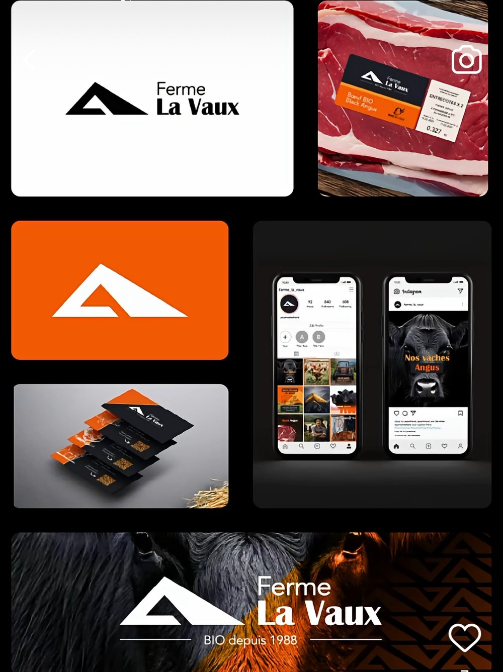 creativeraccoonfr — case branding « Ferme La Vaux » (logo, packaging viande, réseaux sociaux)