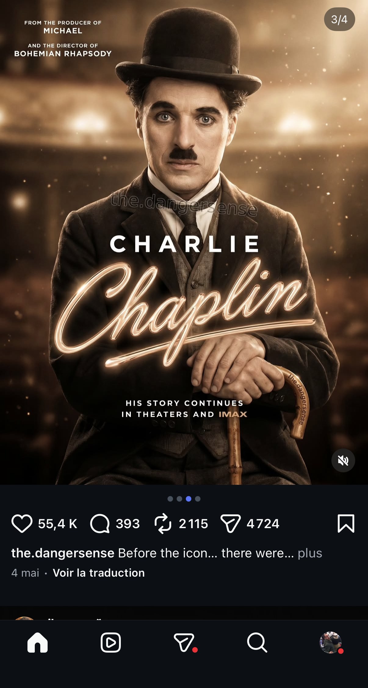 Affiche IA « Charlie Chaplin » façon biopic — fan-made, non officielle