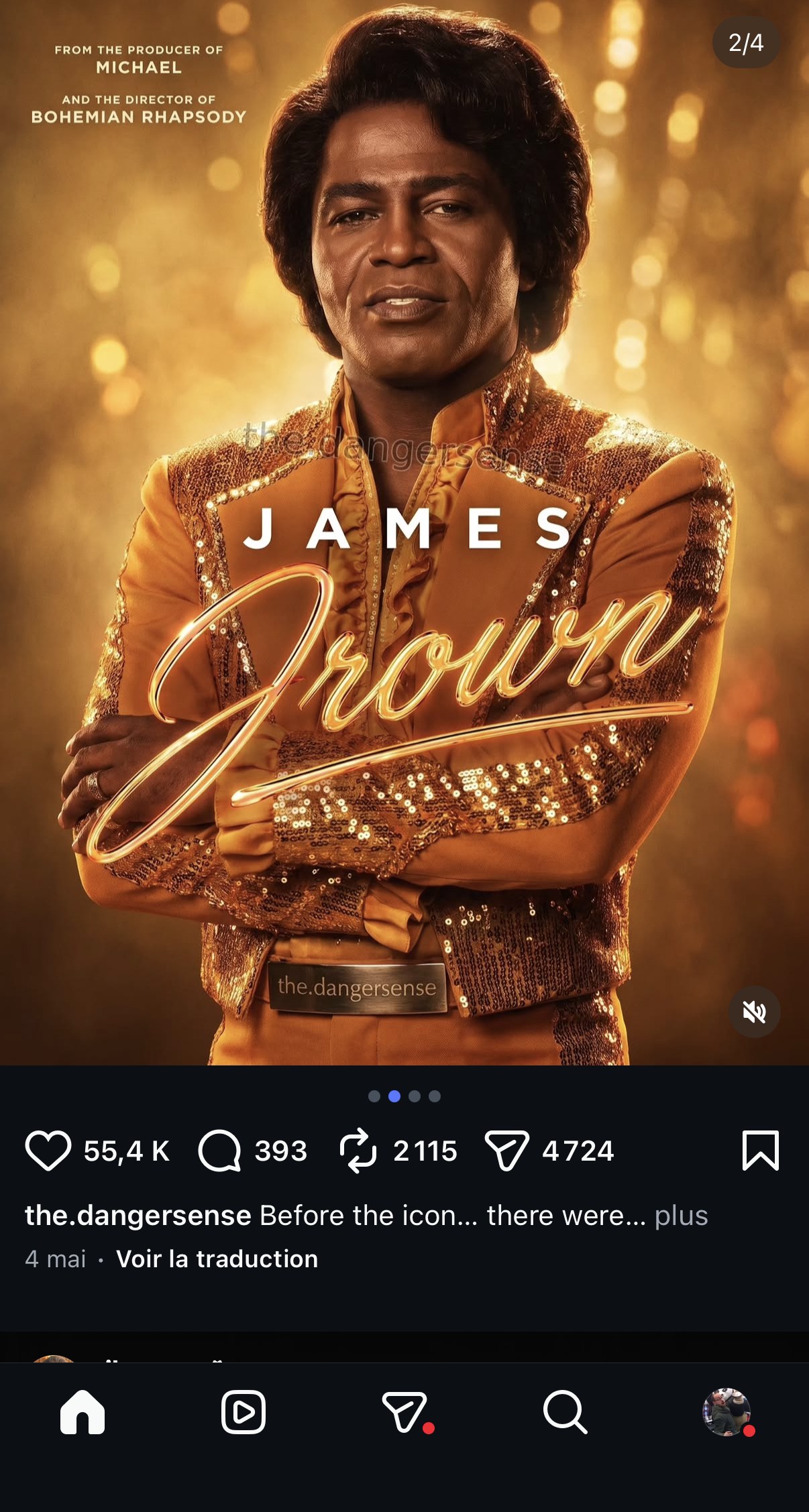 Affiche IA « James Brown » façon biopic — fan-made, non officielle