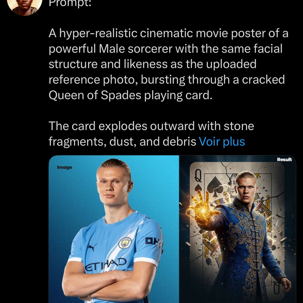 Poster cinema IA sorcier sortant d'une carte a jouer brisee