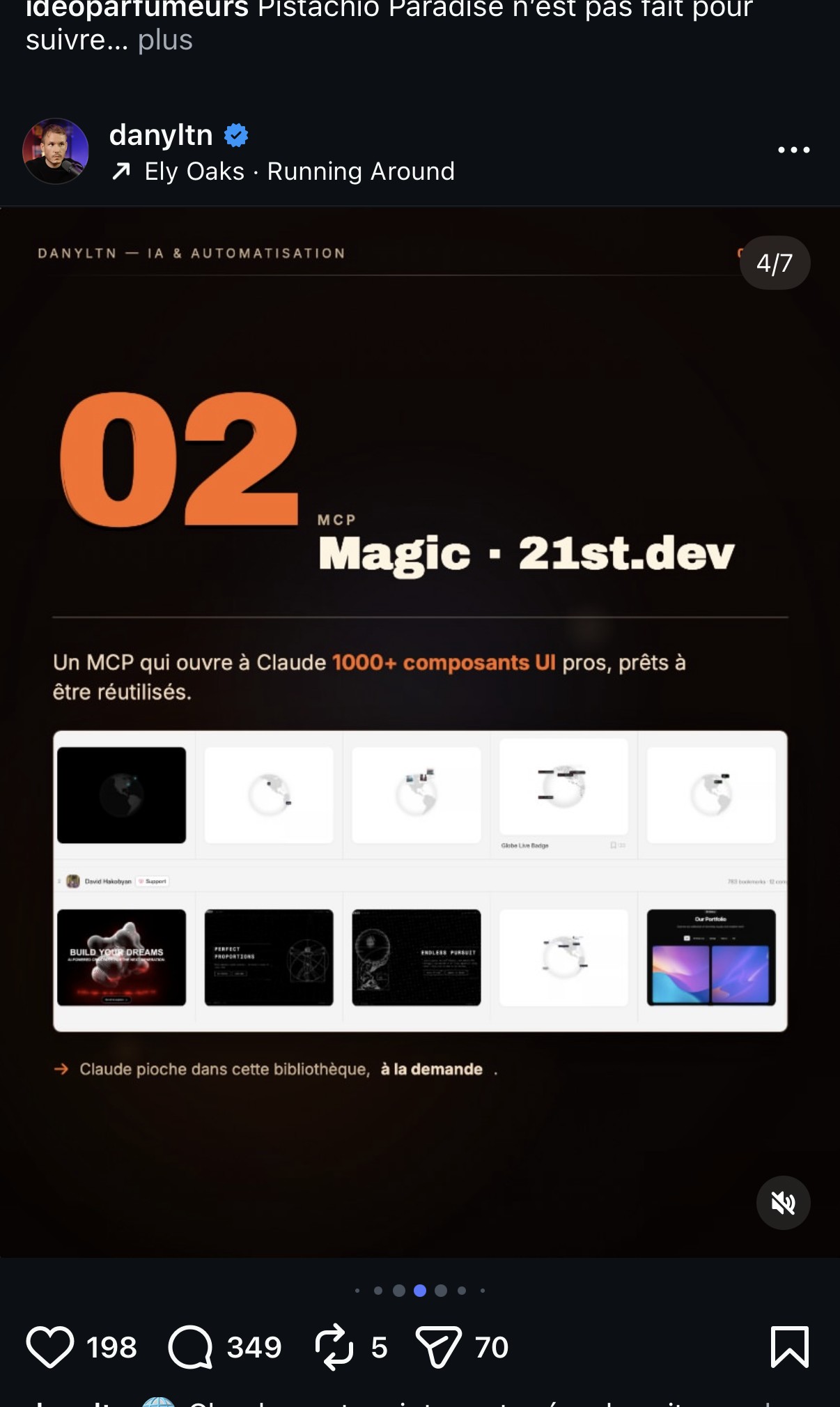 « 02 Magic · 21st.dev » — MCP qui ouvre à Claude une bibliothèque de 1000+ composants UI prêts à être réutilisés, aperçu en grille de composants