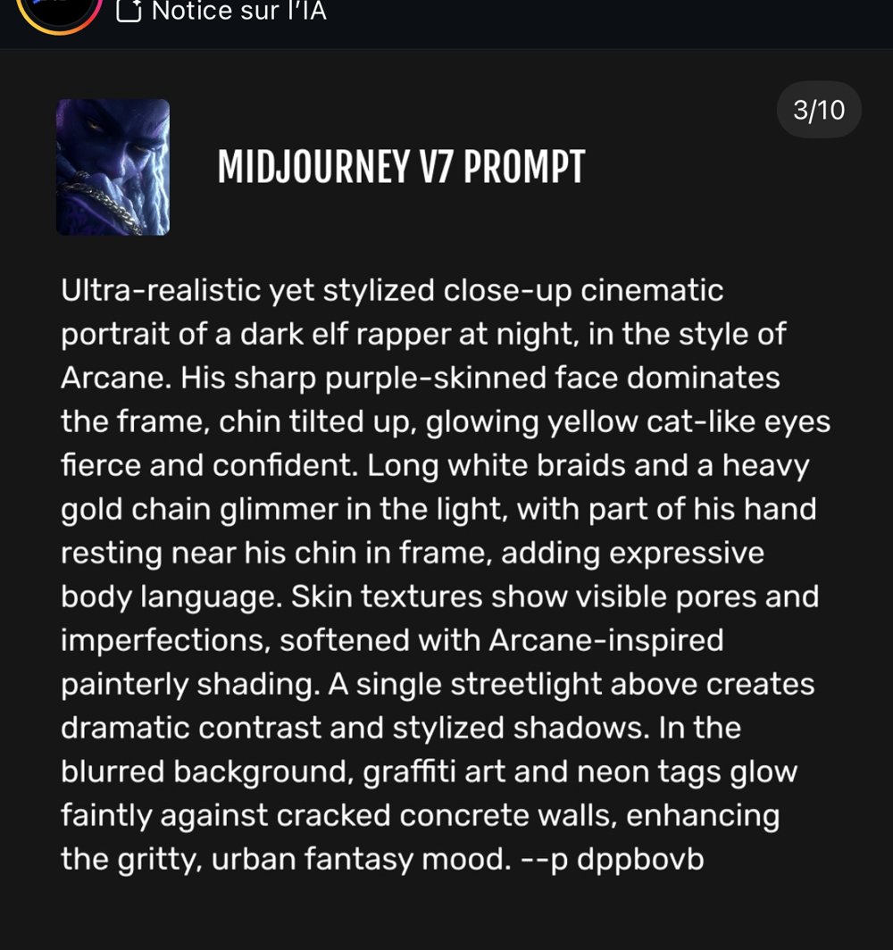 Prompt Midjourney V7 dark elf rapper style Arcane