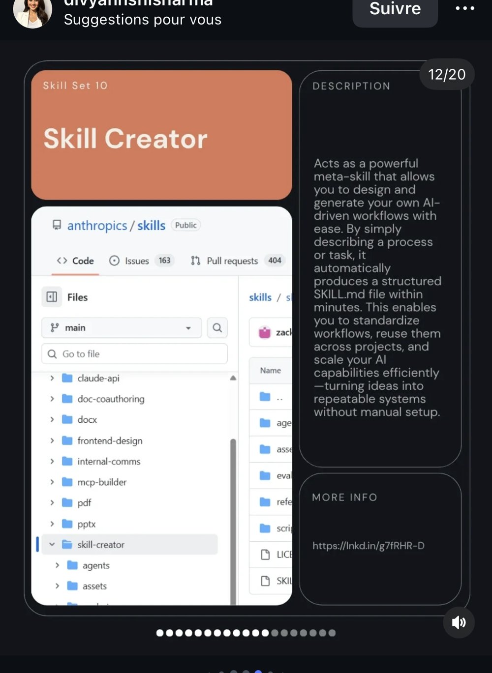 divyannshisharma — catalogue de 20 Skill Sets Claude (GitHub)