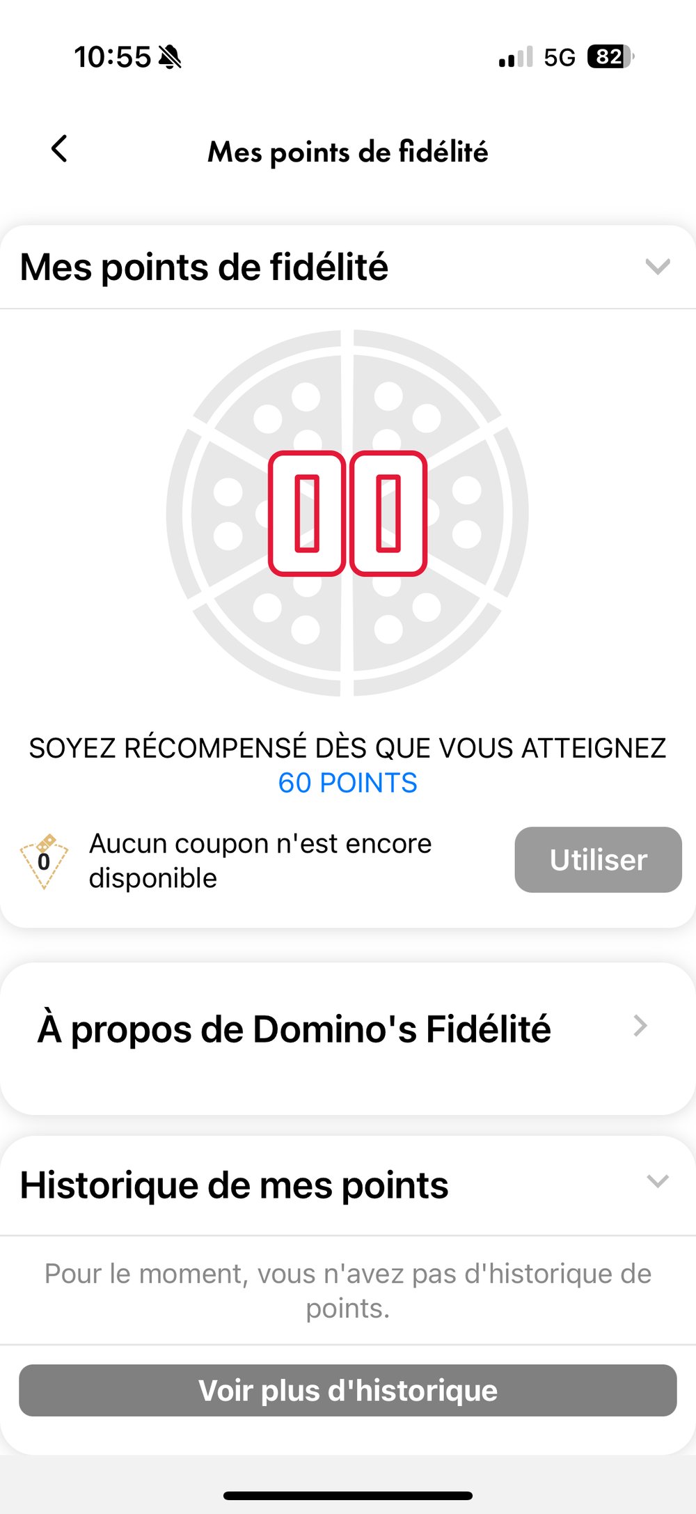 Écran fidélité points