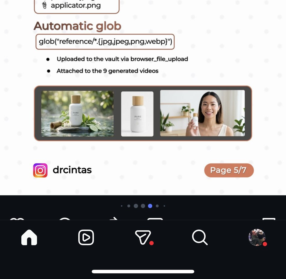 drcintas — glob automatique des images de référence, upload vers le coffre-fort Higgsfield