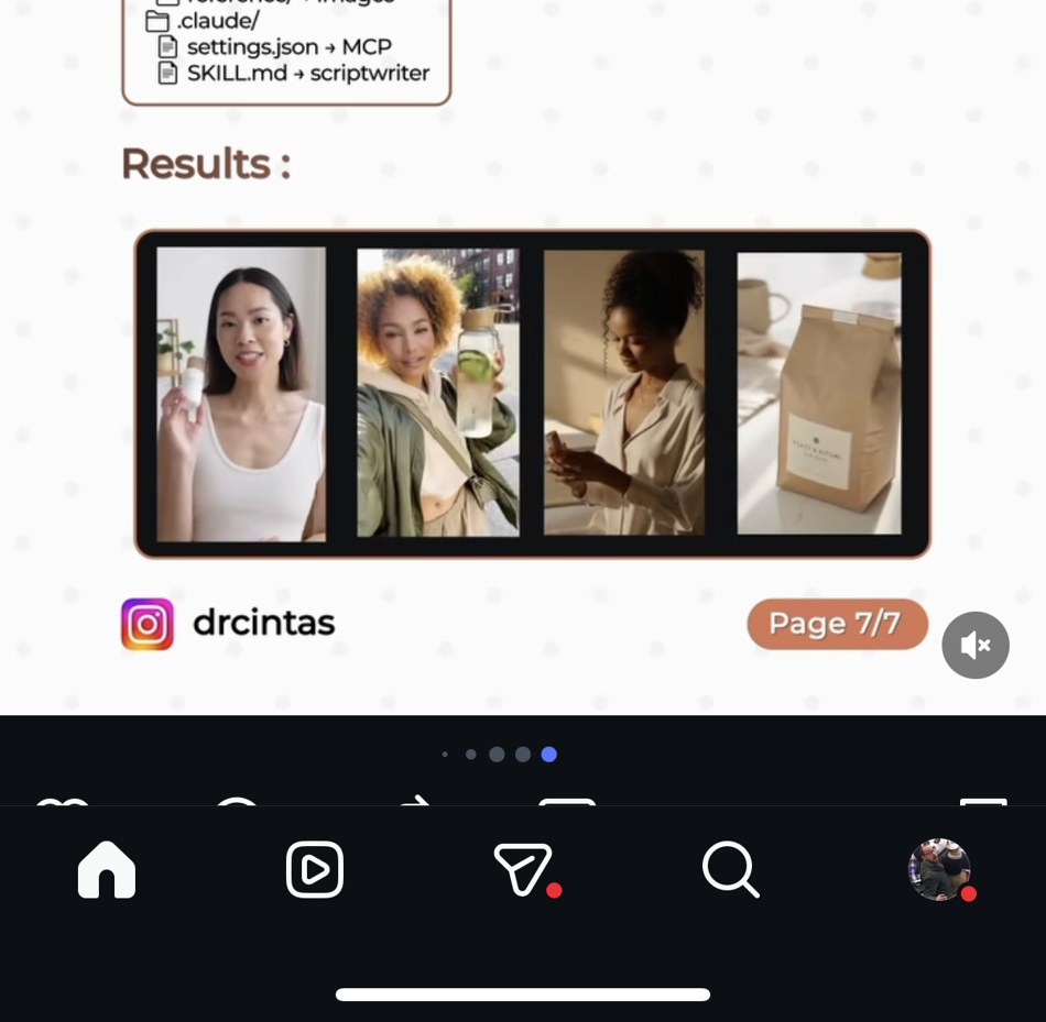 drcintas — résultats : 4 vidéos UGC générées (soin de peau, lifestyle)